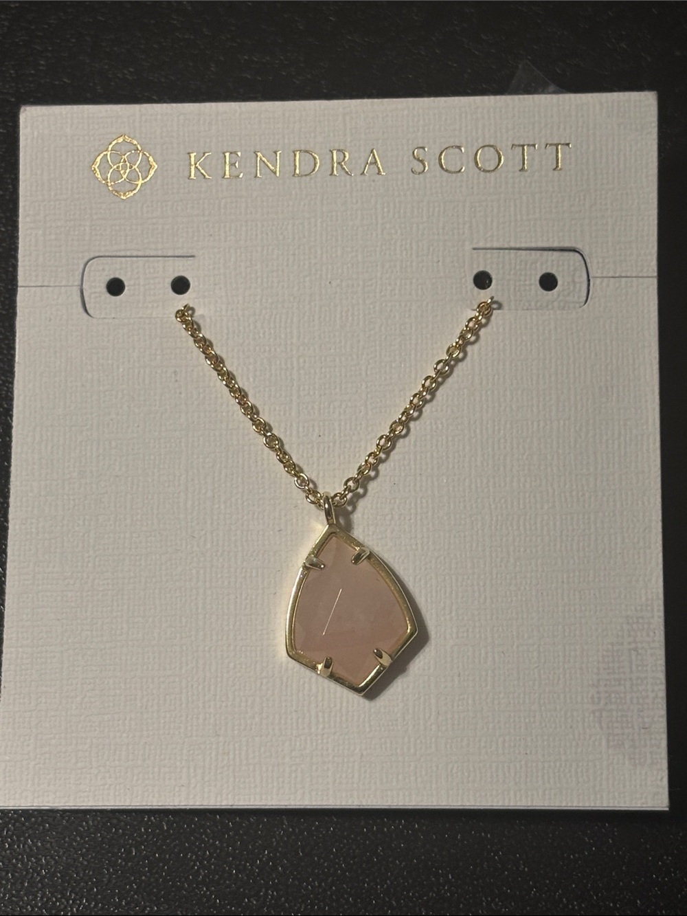 Kendra Scott Cory Gold Necklace with Light Pink Pendant